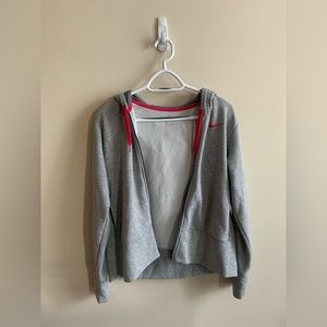 Grey Nike Dry-Fit Zip up Hoodie with Pink Details